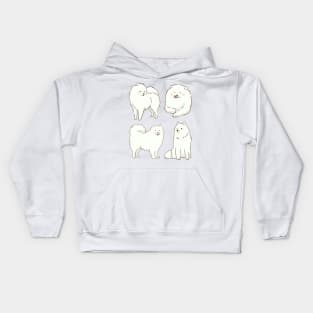 samoyed dog smiling with tongue out stickers Kids Hoodie